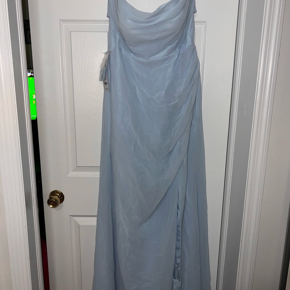 Azazie Leonis Sky Blue Strapless Chiffon A12 - Picture 2 of 8